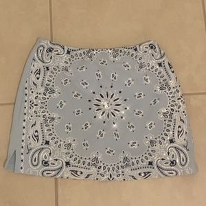 baby blue bandana print mini skirt